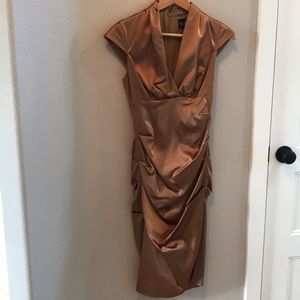 Nicole Miller Collection Gold/Bronze Ruched Dress